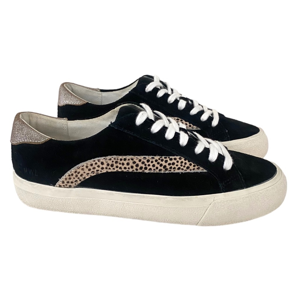 Madewell Sidewalk Leather Suede Fur Leopard Sparkle Sneakers
